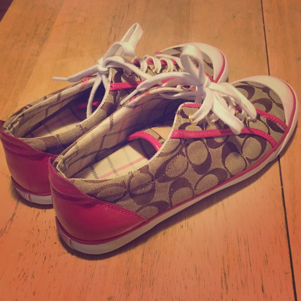Pink and Brown Coach Sneakers